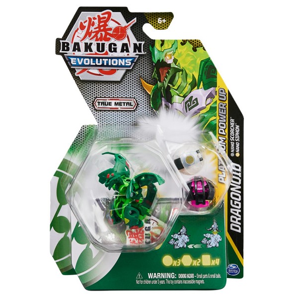 Bakugan Diecast Indítsd el labda Dragonoid Zöld, Nano Scorcher