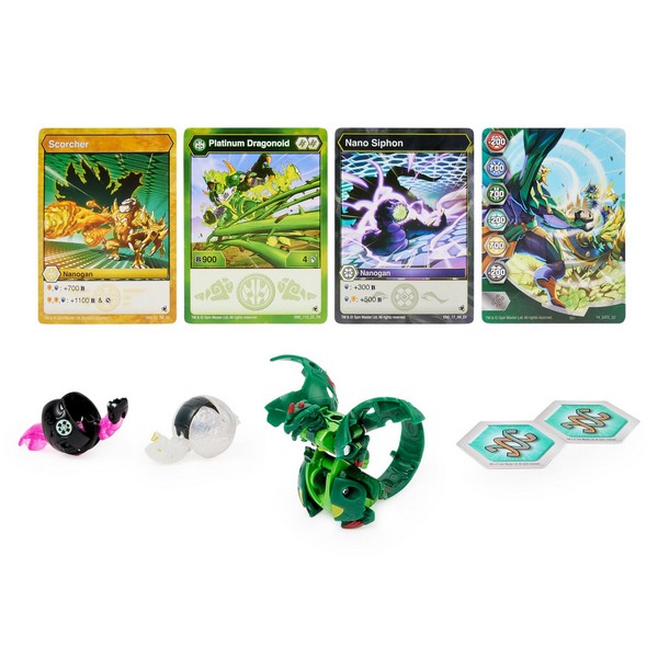 Bakugan Diecast Indítsd el labda Dragonoid Zöld, Nano Scorcher