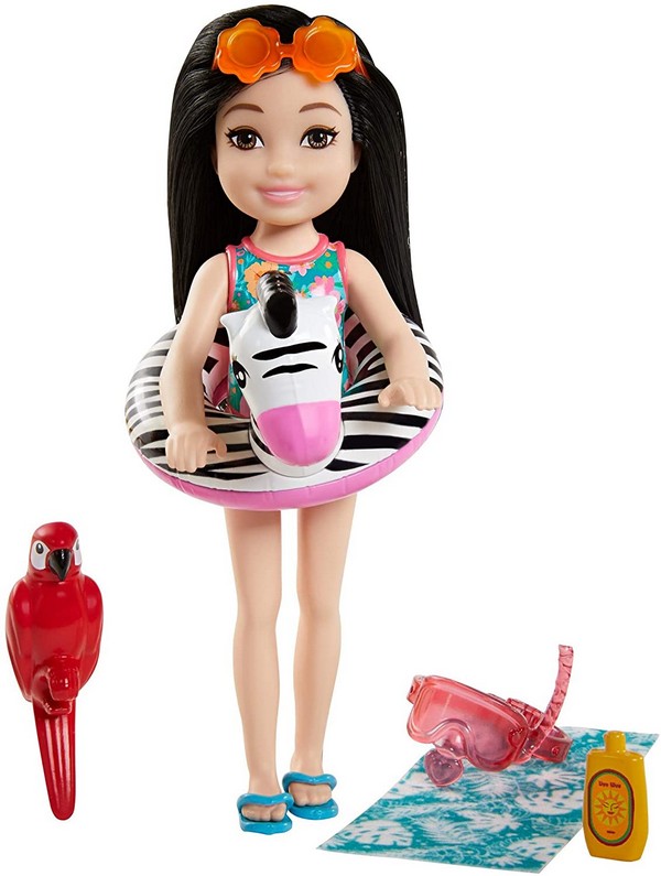Barbie Az Elveszett Szülinap Chelsea Baba Zebrás Úszógumis