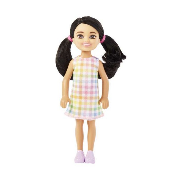 Barbie Chelsea Baba - Fekete Hajú Kockás Ruhában
