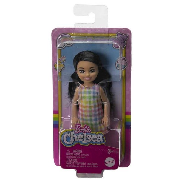 Barbie Chelsea Baba - Fekete Hajú Kockás Ruhában