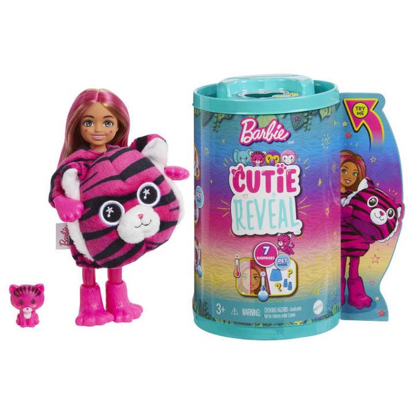 Barbie Chelsea Cutie Reveal Meglepetés Baba Tigris