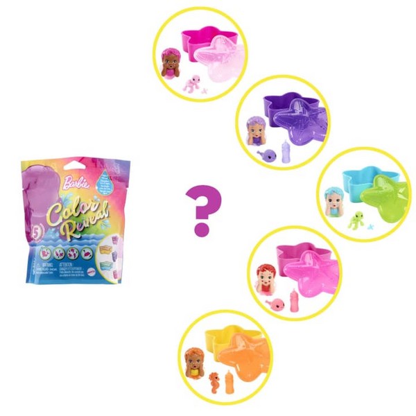 Barbie Color Reveal Kisbabák - Szivárványsellők
