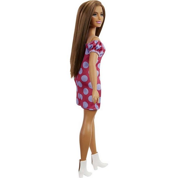 Barbie Fashionista Barátnők Baba - Pink-Lila Pöttys Ruhában (171)