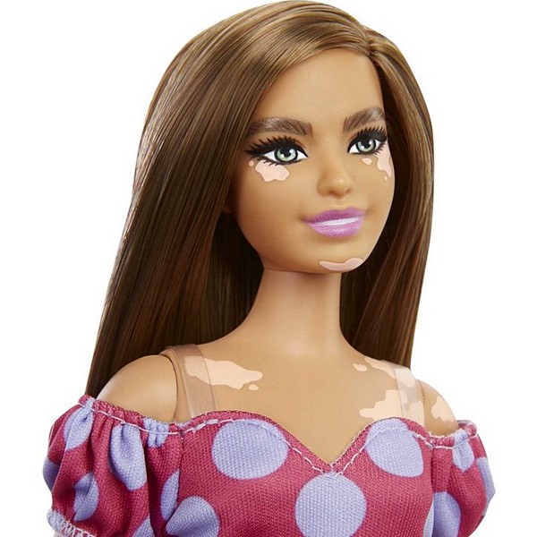 Barbie Fashionista Barátnők Baba - Pink-Lila Pöttys Ruhában (171)