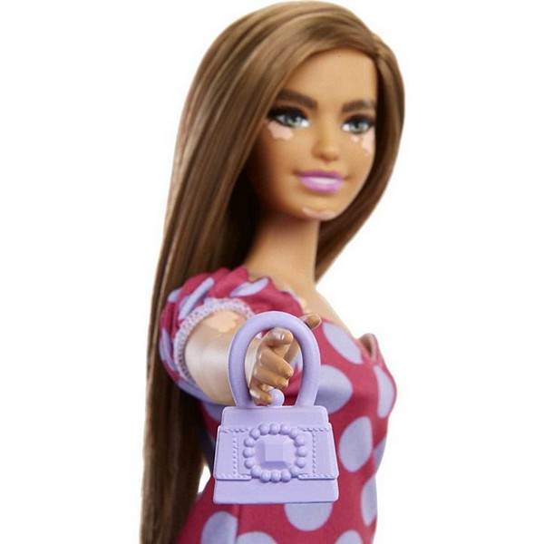 Barbie Fashionista Barátnők Baba - Pink-Lila Pöttys Ruhában (171)