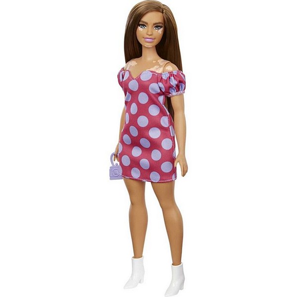 Barbie Fashionista Barátnők Baba - Pink-Lila Pöttys Ruhában (171)