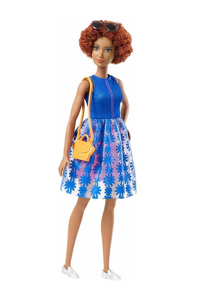 Barbie Fashionista baba ruhával - vörös göndör hajú