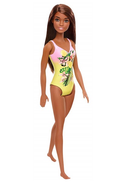Beach Barbie - Barna hajú, sárga fürdőruhában