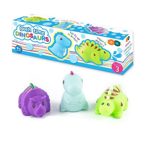 Buddy &amp; Barney Fürdőjáték Világító Spriccelő Dínó 3 db-os