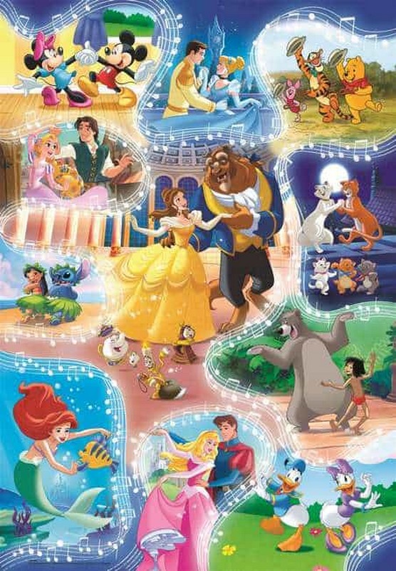 Clementoni Puzzle 104 db-os SuperColor - Disney mesehősök tánca