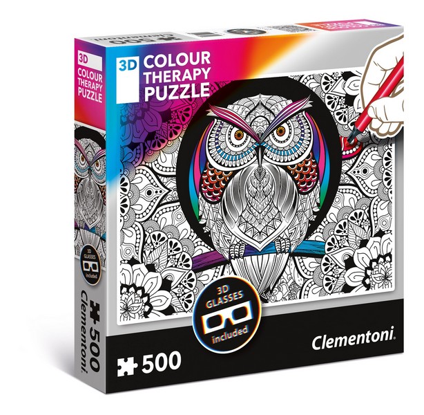 Clementoni Puzzle 500 db-os Color Therapy 3D - Bagoly