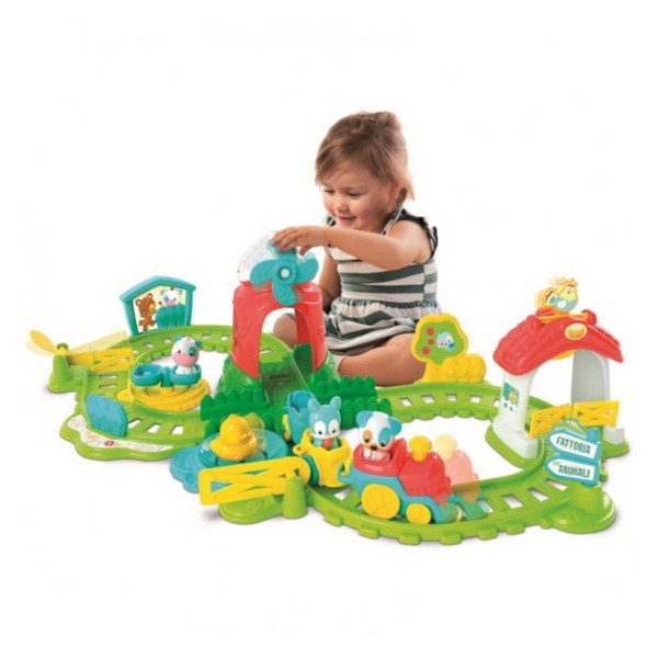 Clementony Baby Interaktív Színes Vonat Szett Farm Kiegészítőkkel