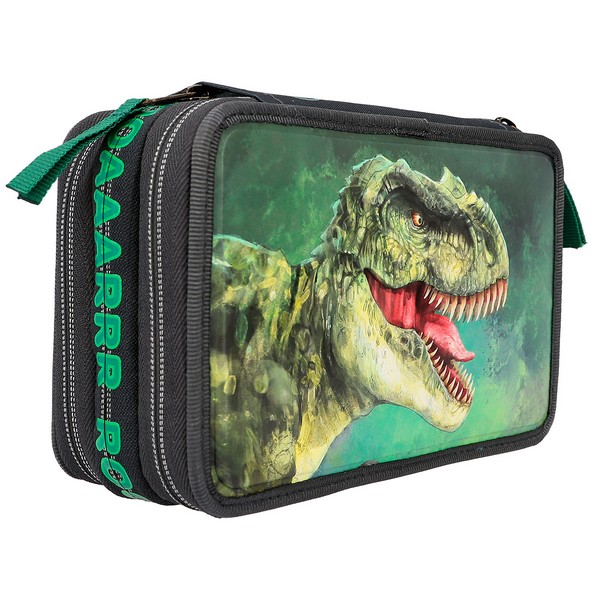 Dino World 3 Emeletes Töltött Tolltartó 3D-s hatással (12475)