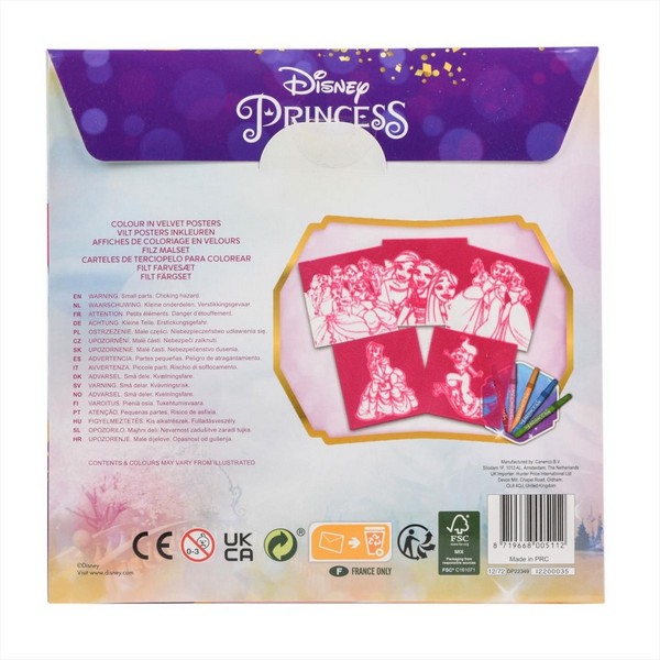 Disney Hercegnők Bársonyos Színező 18x18 cm, 5 db-os