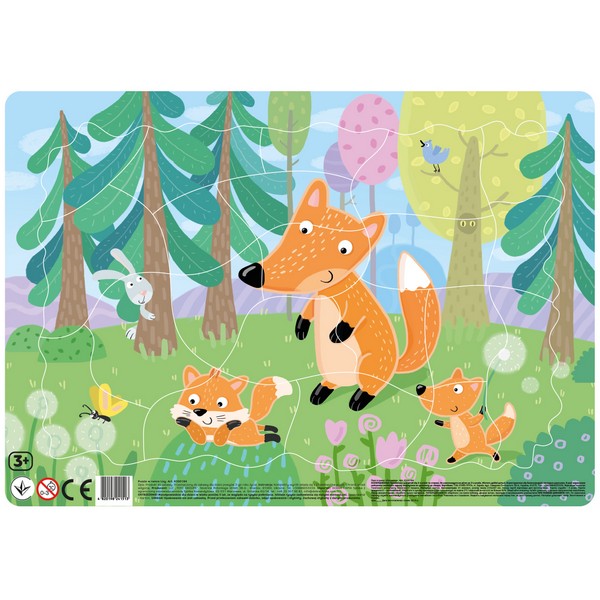 Dodo Keretes Puzzle háttérrel 21 db - Róka család