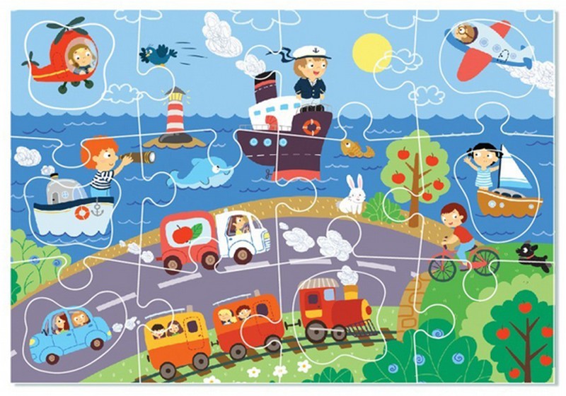 Dodo Puzzle 18 db-os, kivehető elemekkel - Közlekedés