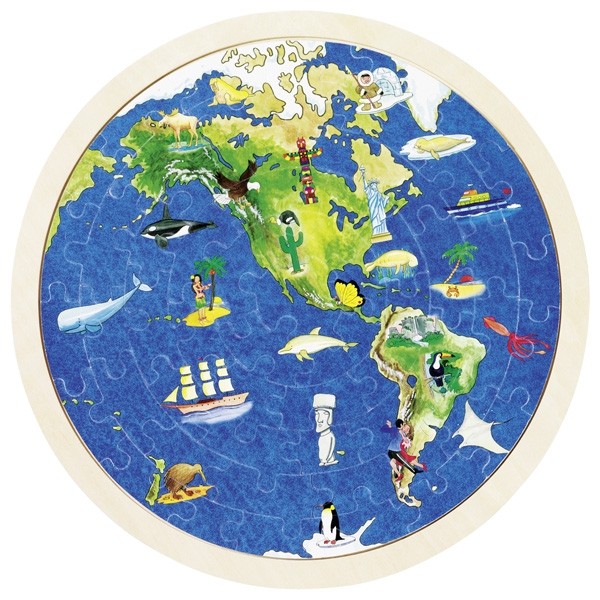 Goki Kör alakú Világtérkép puzzle 57 db-os