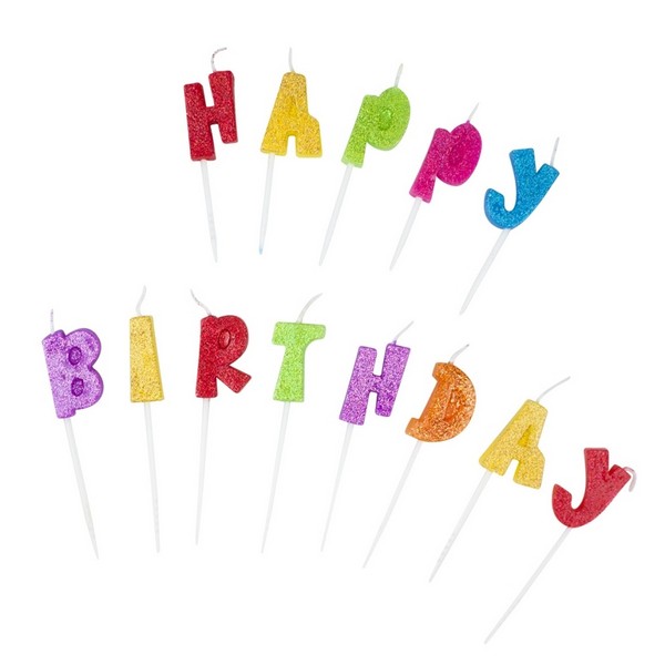 Happy Birthday csillogó betűk szülinapi gyertya szett