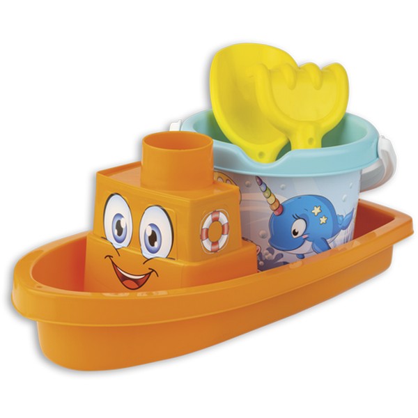 Homokozó készlet 3 db-os hajóval halacskás