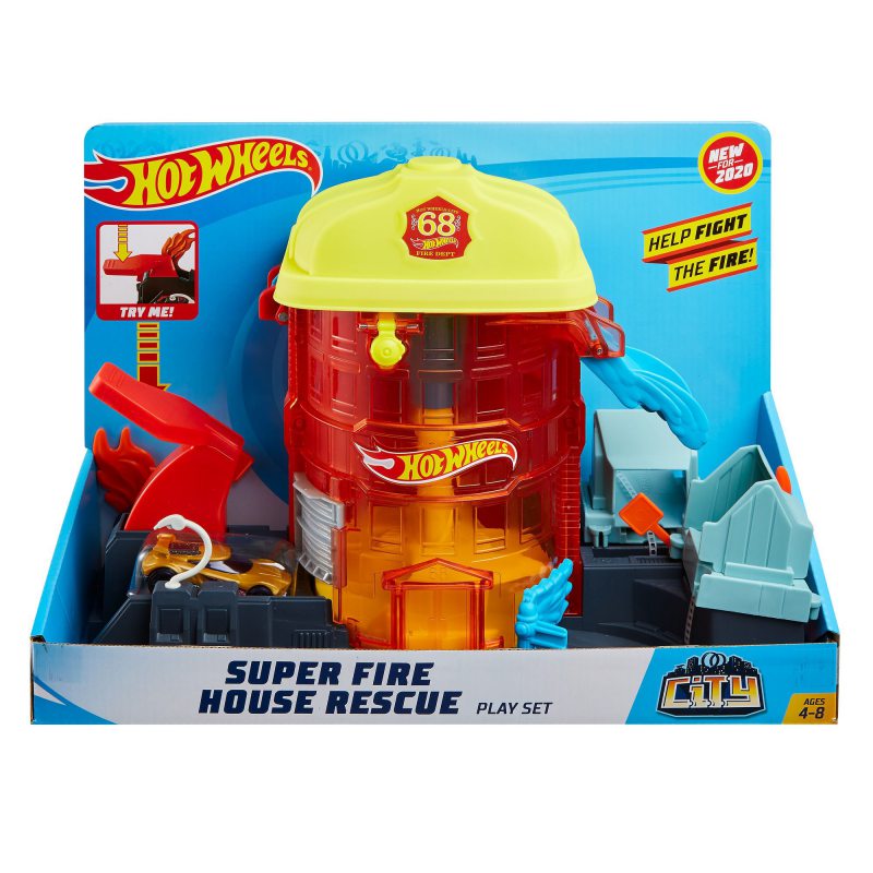 Hot Wheels City Szuperugratós játékszett Tűzoltóság