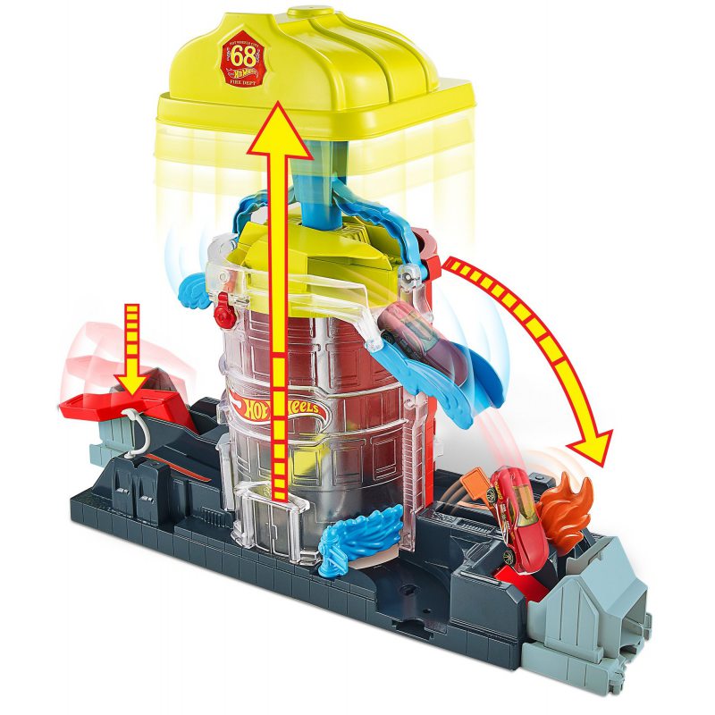Hot Wheels City Szuperugratós játékszett Tűzoltóság