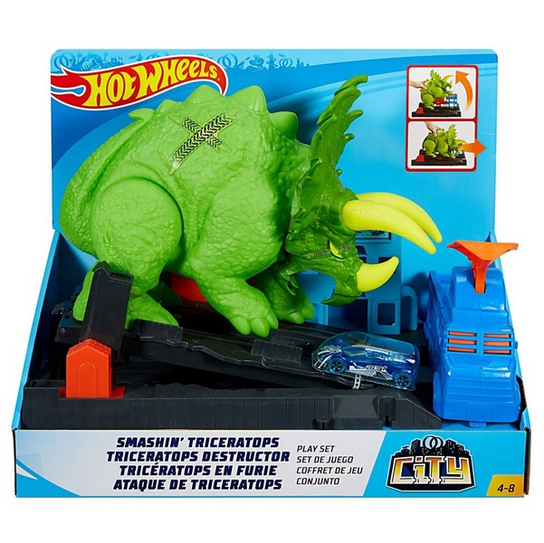 Hot Wheels City Triceratops zúzó pályaszett