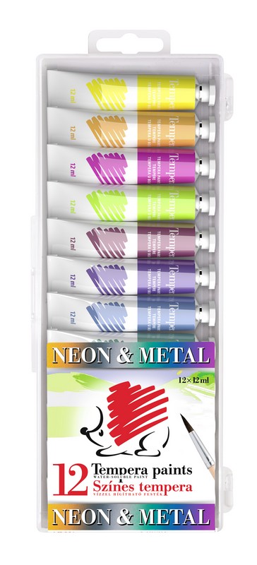 ICO Süni Tempera 12 db metál és neon színek 12 ml-es tubus