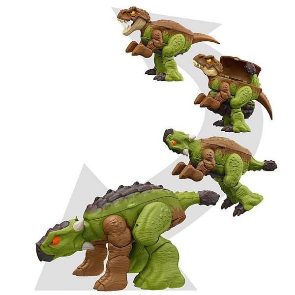 Jurassic World Átalakuló Dinó T-Rex &amp; Ankylosaurus Barna