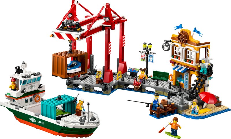 LEGO City 60422 Tengerparti kikötő teherszállító hajóval