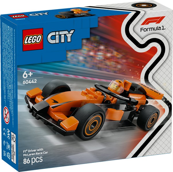 LEGO City 60442 F1®-es pilóta McLaren versenyautóval