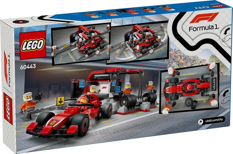 LEGO City 60443 F1®-es boxutca és személyzet, Ferrari autóval