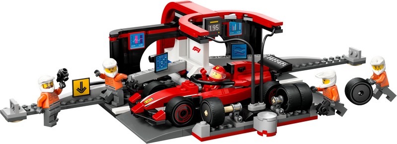 LEGO City 60443 F1®-es boxutca és személyzet, Ferrari autóval