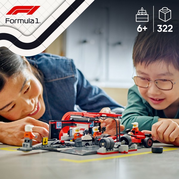 LEGO City 60443 F1®-es boxutca és személyzet, Ferrari autóval