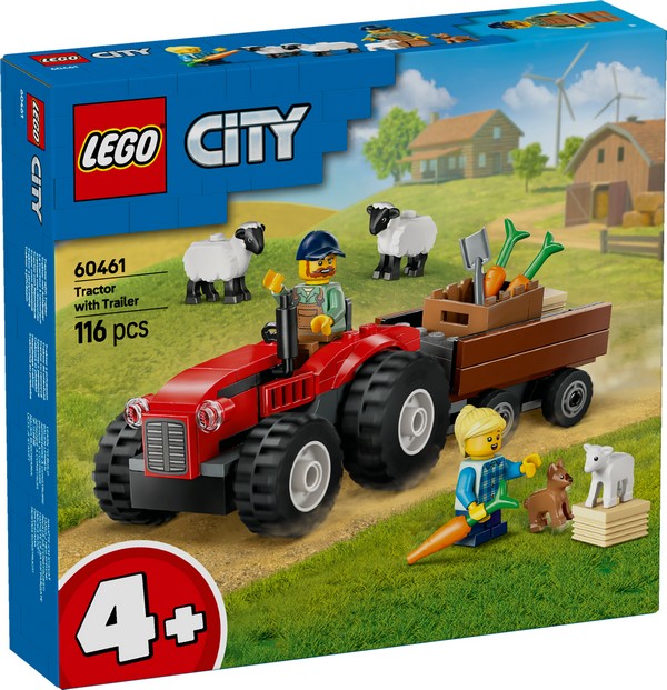 LEGO City 60461 Piros Traktor, Utánfutó És Juhok