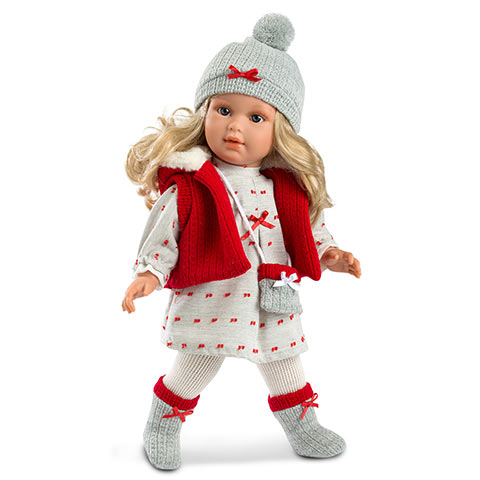 Llorens Martina 40cm-es baba piros kabáttal