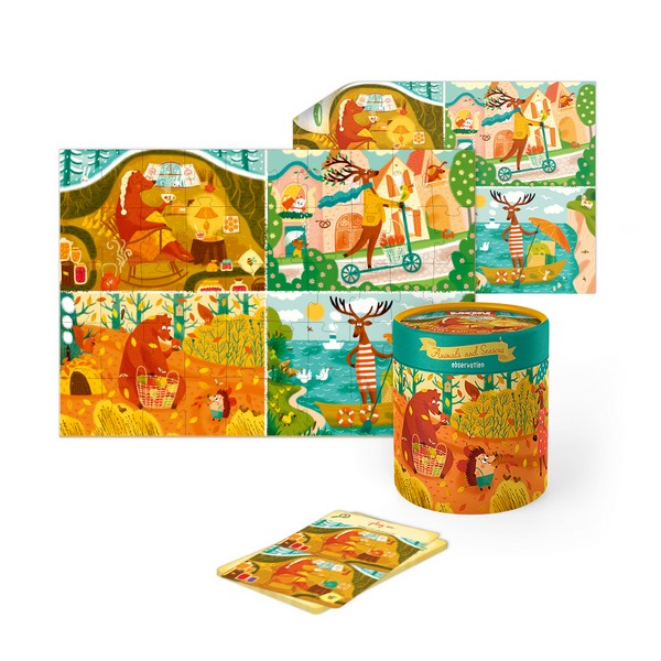 MON Puzzle 2 az 1-ben játék - Figyeld meg! Állatok és évszakok