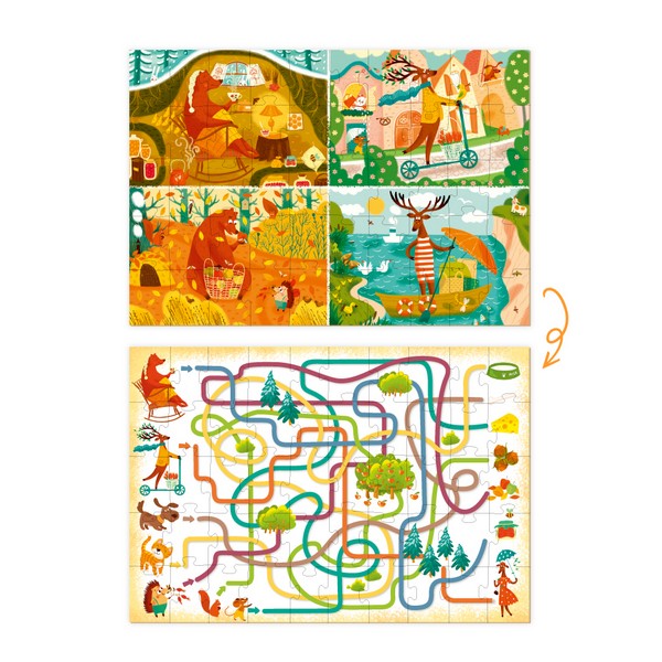 MON Puzzle 2 az 1-ben játék - Figyeld meg! Állatok és évszakok