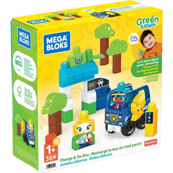 Mega Bloks Green Town Buszmegálló És Töltőpont Járművel