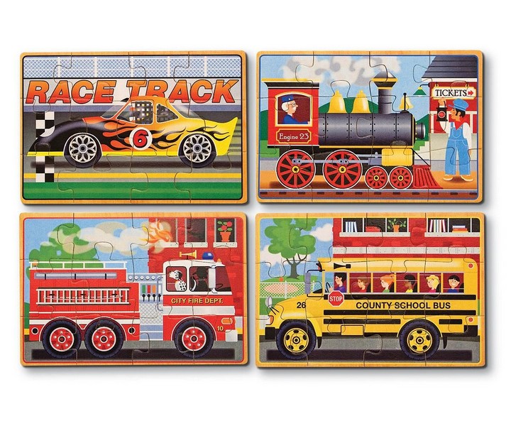 Melissa &amp; Doug Fa Puzzle 4x12 db Járművek
