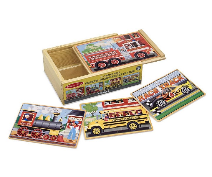 Melissa &amp; Doug Fa Puzzle 4x12 db Járművek