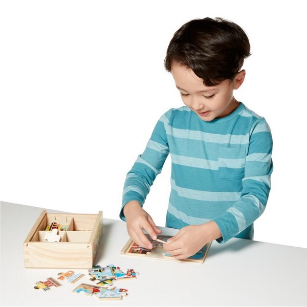 Melissa &amp; Doug Fa Puzzle 4x12 db Járművek