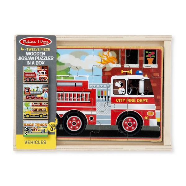 Melissa &amp; Doug Fa Puzzle 4x12 db Járművek