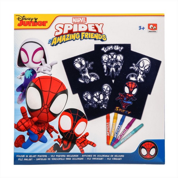 Pókember Spidey Bársonyos Színező 18x18 cm, 5 db-os