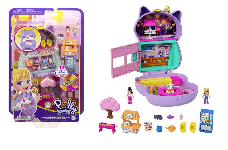 Polly Pocket Közepes Szett - Sushi Shop Cat Compact