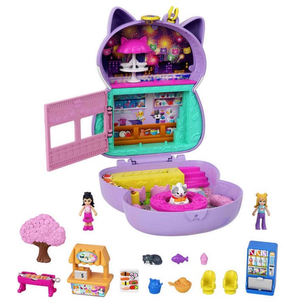 Polly Pocket Közepes Szett - Sushi Shop Cat Compact