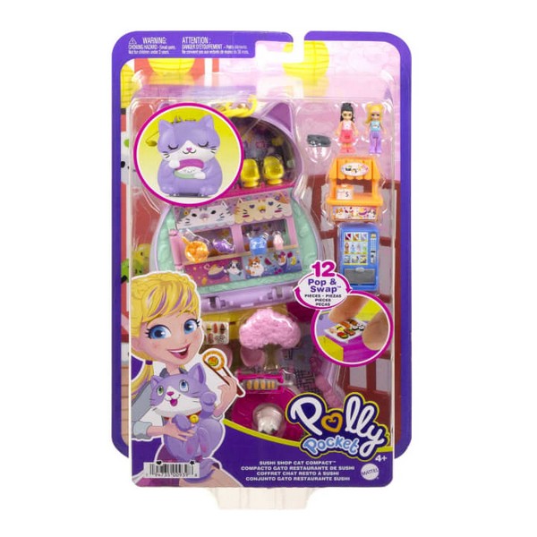 Polly Pocket Közepes Szett - Sushi Shop Cat Compact