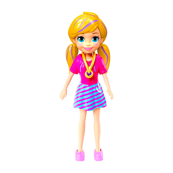 Polly Pocket baba - Polly kék csíkos szoknyában