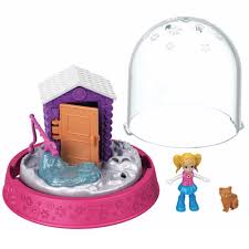 Polly Pocket hógömb mini horgász házikó