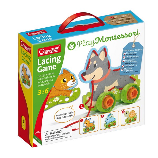 Quercetti Montessori Fűzős játék Húzható állatok